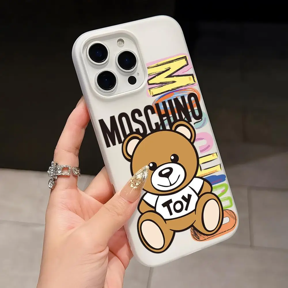 Чехол для телефона M-Moschino Fashion LOGO для iPhone 17 Air 16 E 15 14 Plus 13 12 11 Pro Max 2, мягкий матовый, прозрачный, цвета конфет, желеобразный, 2-слойный (art.: 3920d93bbd394) - 3920d93bbd394