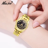 missfox watch for women elegant new stainless steel luminous ladies quartz reloj business diamond auto date girls wrist watches