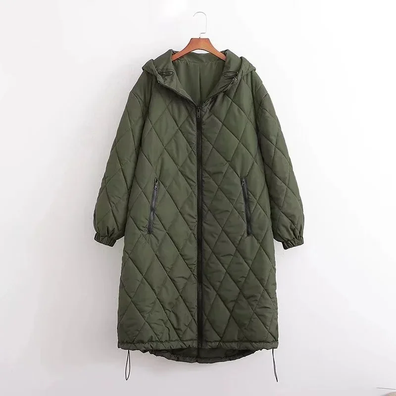 2022 Women's Cotton-padded Jacket Coat Autumn and Winter New  Loose Slimming Hooded Cotton Coat Women