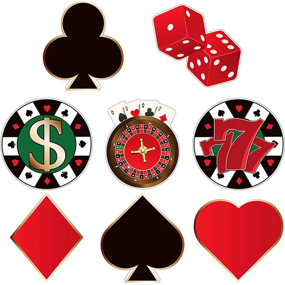 

8Pcs/Set Casino Party Cut Outs Versatile Card Las Vegas Casino Sign Themed Poker Birthday Decoration Bulletin Board