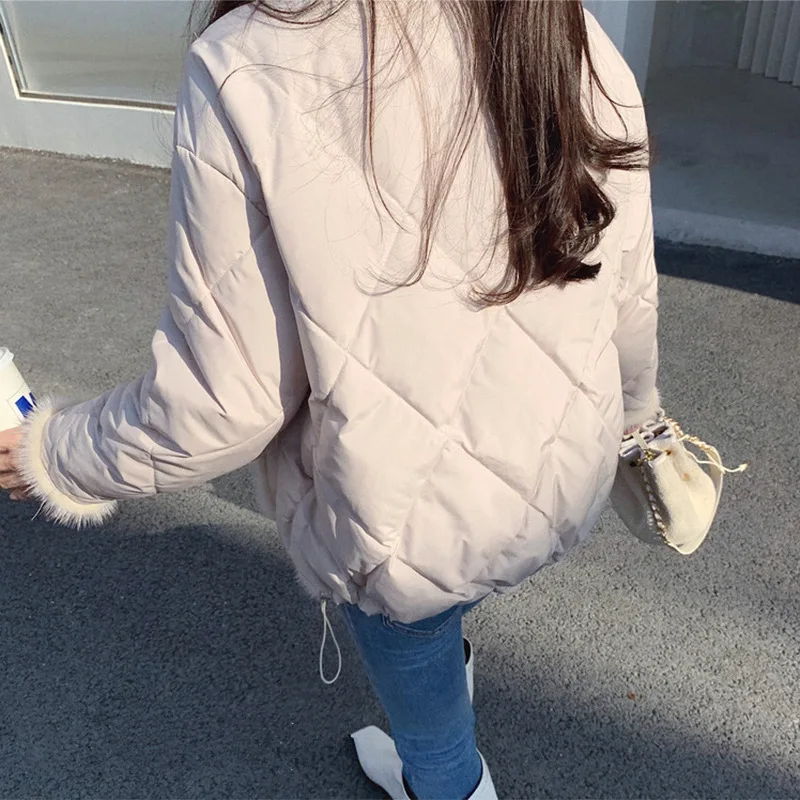 Jacket Cotton Clothes Female Winter 2022 Splicing Mink Plush Cotton Clothes Small People Cotton Jacket Coat Autumn and Winter