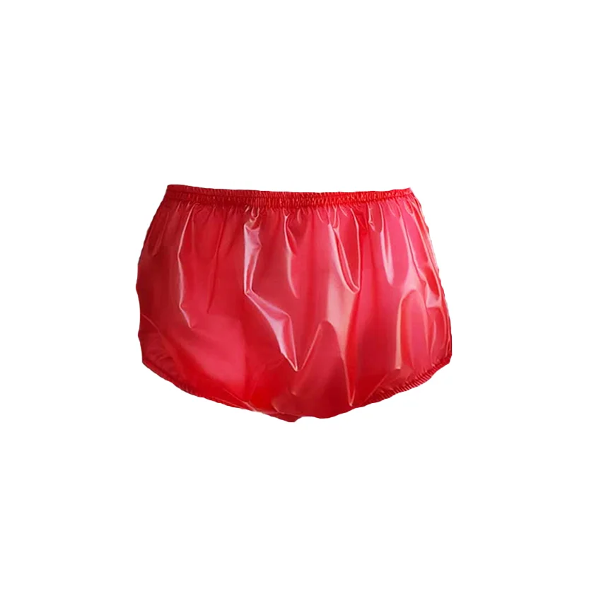 Langkee Haian Adult Incontinence Plastic Diapers   Pants ABDL  PVC 3 Pieces  Color Red