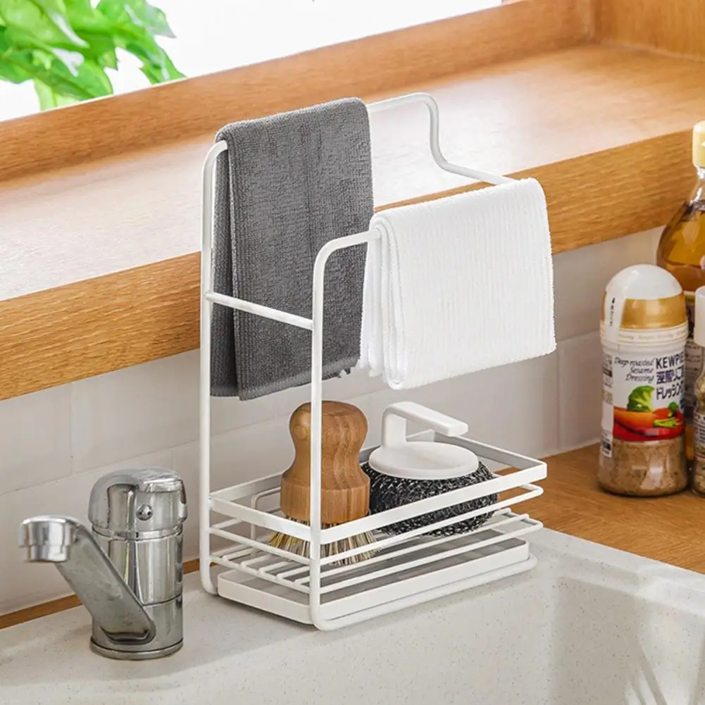 

Racks & Holders Quick Drainage Sink Sponge Holder Anti-skid Wrought lron Keep Soap Dry Towel Rag Hanger Kitchen Accessories