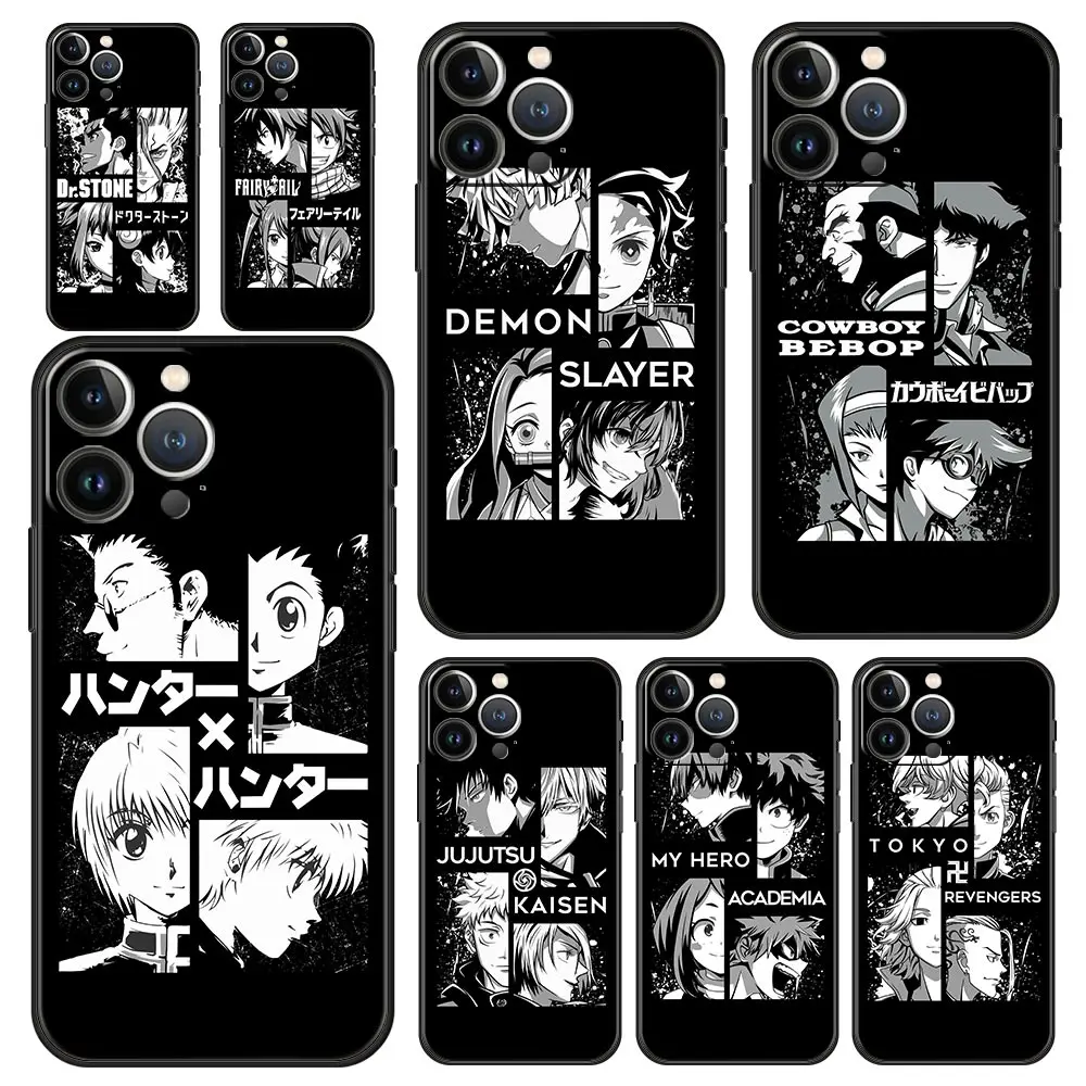 

Mix Japan Anime Haiykuu Demon Slayer Luxury Phone Case For iPhone 13 14 12 11 Pro MAX Mini XR X SE XS 7 8 Plus Cover Soft Shell