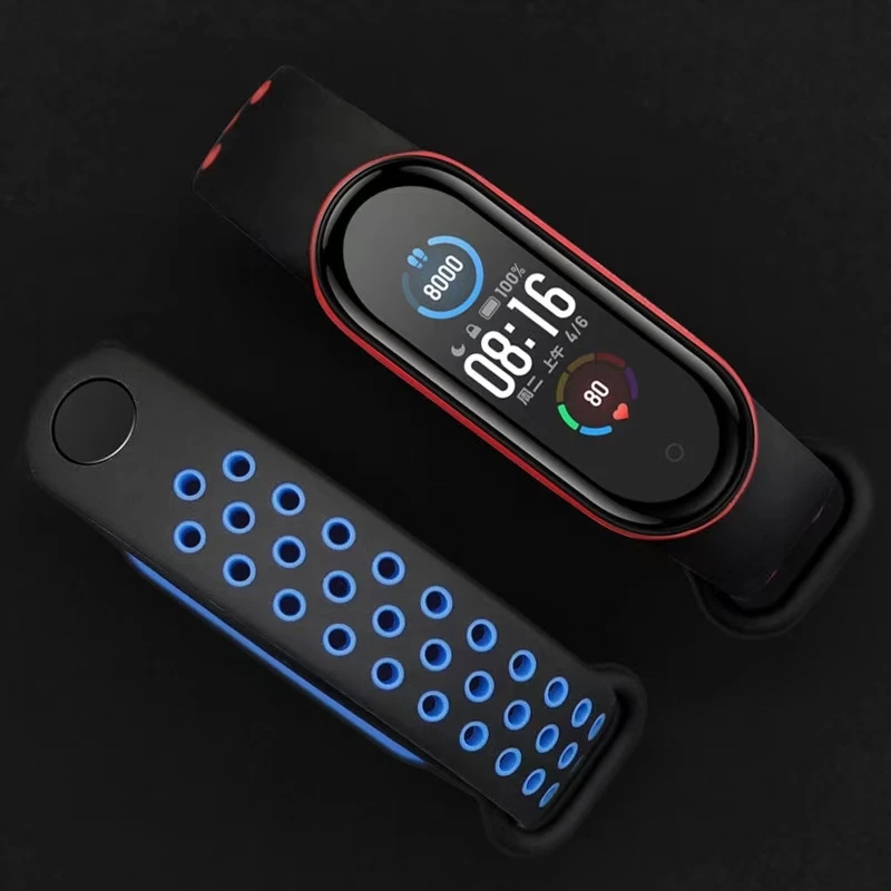 10шт/уп Ремешок Mi Band 5 6 Браслет На Запястье Спортивный Дышащий Силиконовый Ремень для Ремешков Xiaomi Watchband on.