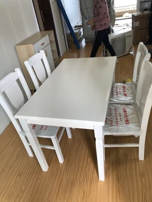 Современный минималистичный белый обеденный стол из массива дерева