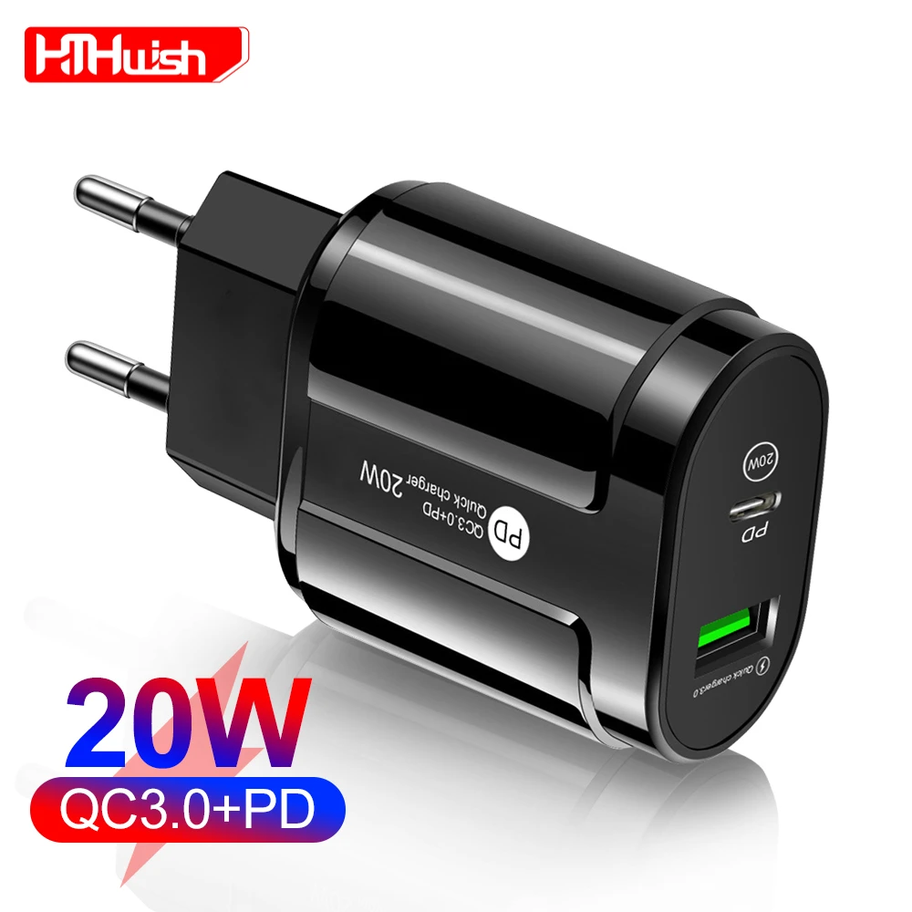 

Dual USB Type C PD 20W Charger 2.4A Fast Charging Wall Adapter Quick Charge 3.0 QC for IPhone 13 12 Xs Huawei Xiaomi Samsung