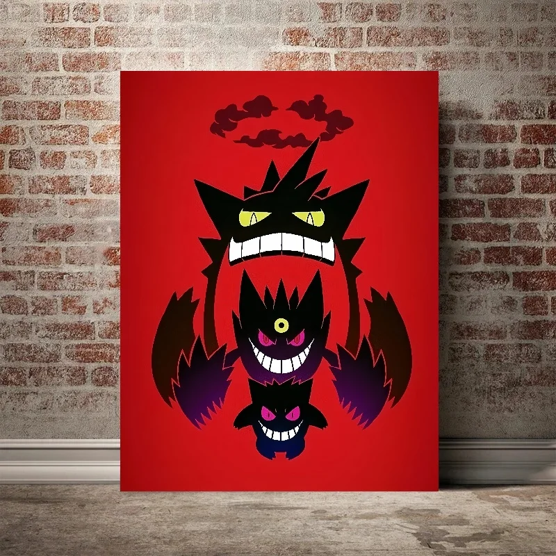 Классический аниме Pokemon холст картина Gengar Lucario плакат с принтом настенная