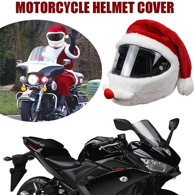 

Adult Christmas Full Helmet Plush Hood Motorcycle Hat Funny Heeds Crazy Case Crash for Outdoor Personalized Helmet Cover