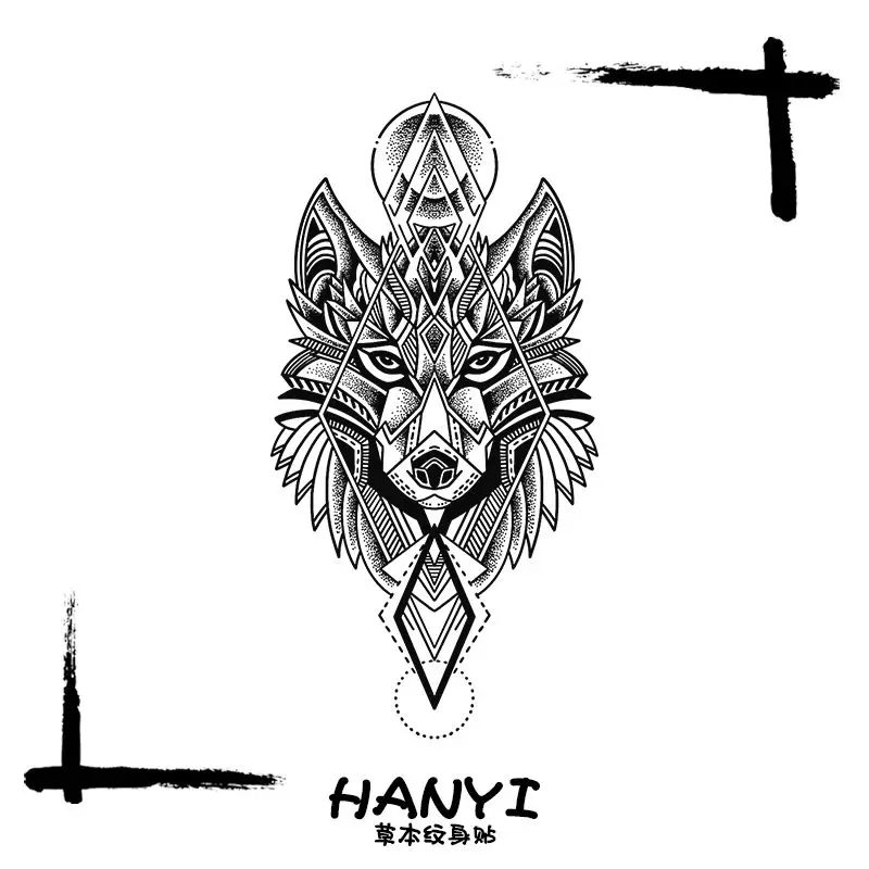

Wolf Head Totem Herbal Juice Tattoo Sticker Festival Waterproof Art Tatto Hotwife Fake Tattoos for Women Cute Tatoo Wholesale