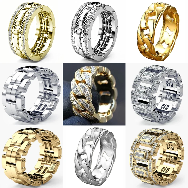 

Milangirl Modyle CZ Stone Hollow Wedding Ring for Man New Fashion Man Punk Party Jewelry Whole Sale