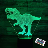 dinosaur gifts night light for kids dinosaur t rex 3d night light bedside lamp with remote control 16 color changing xmas hallo