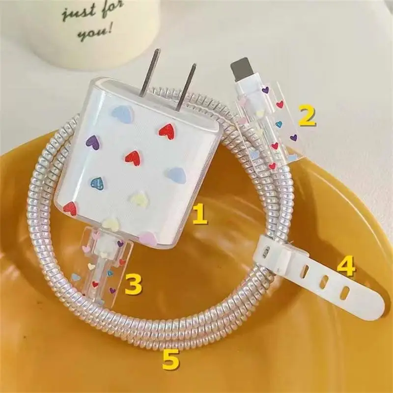 Набор из 5 шт. для зарядного устройства Apple 18 Вт 20 защитный чехол Love Heart USB-кабель
