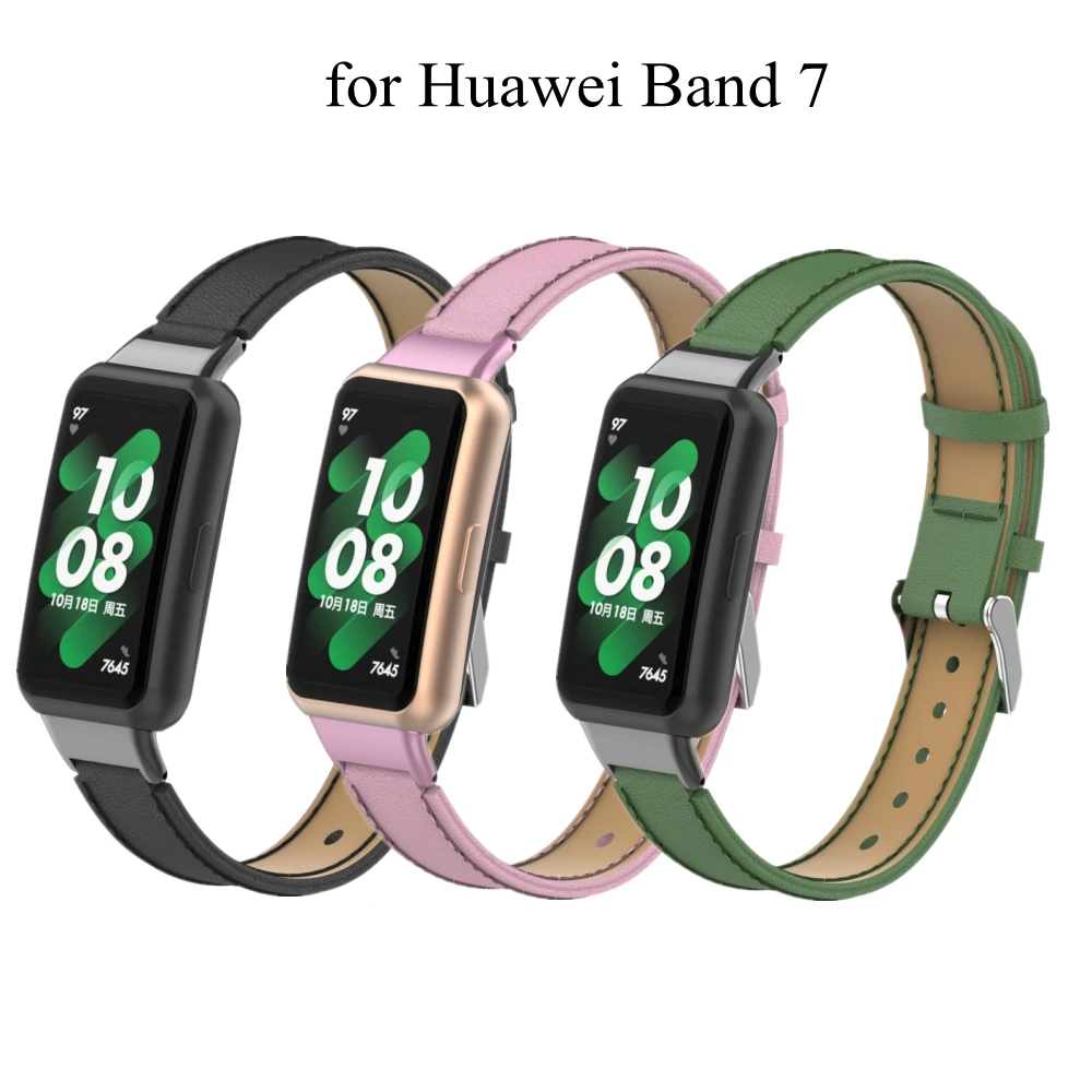 

Leather Strap for Huawei Band 7 Wristband Replacement Colorful Leather Belt for Huawei Band7 Smart Watchband Men Women Band