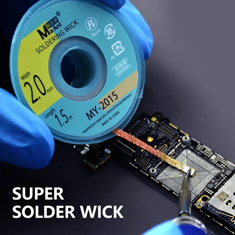 

MaAnt Width 1.0mm 1.5mm 2mm 2.5mm 3mm 3.5mm Desoldering Braid Welding Solder Wick Wire High Flux BGA Repair Tool 1.5m