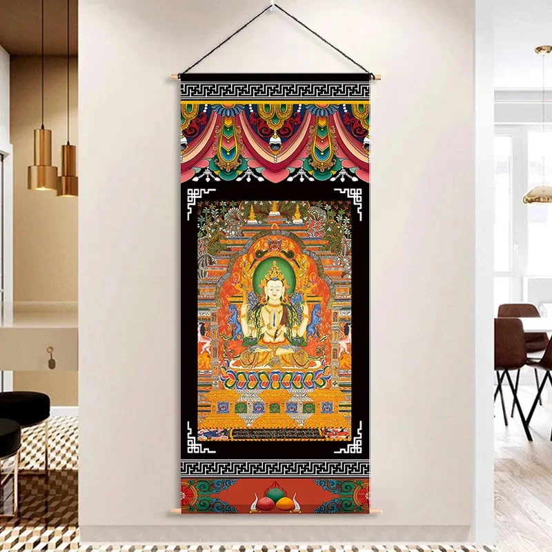 Тибетская манджусри Бодхисаттва декоративная картина Шакьямуни тханка статуя