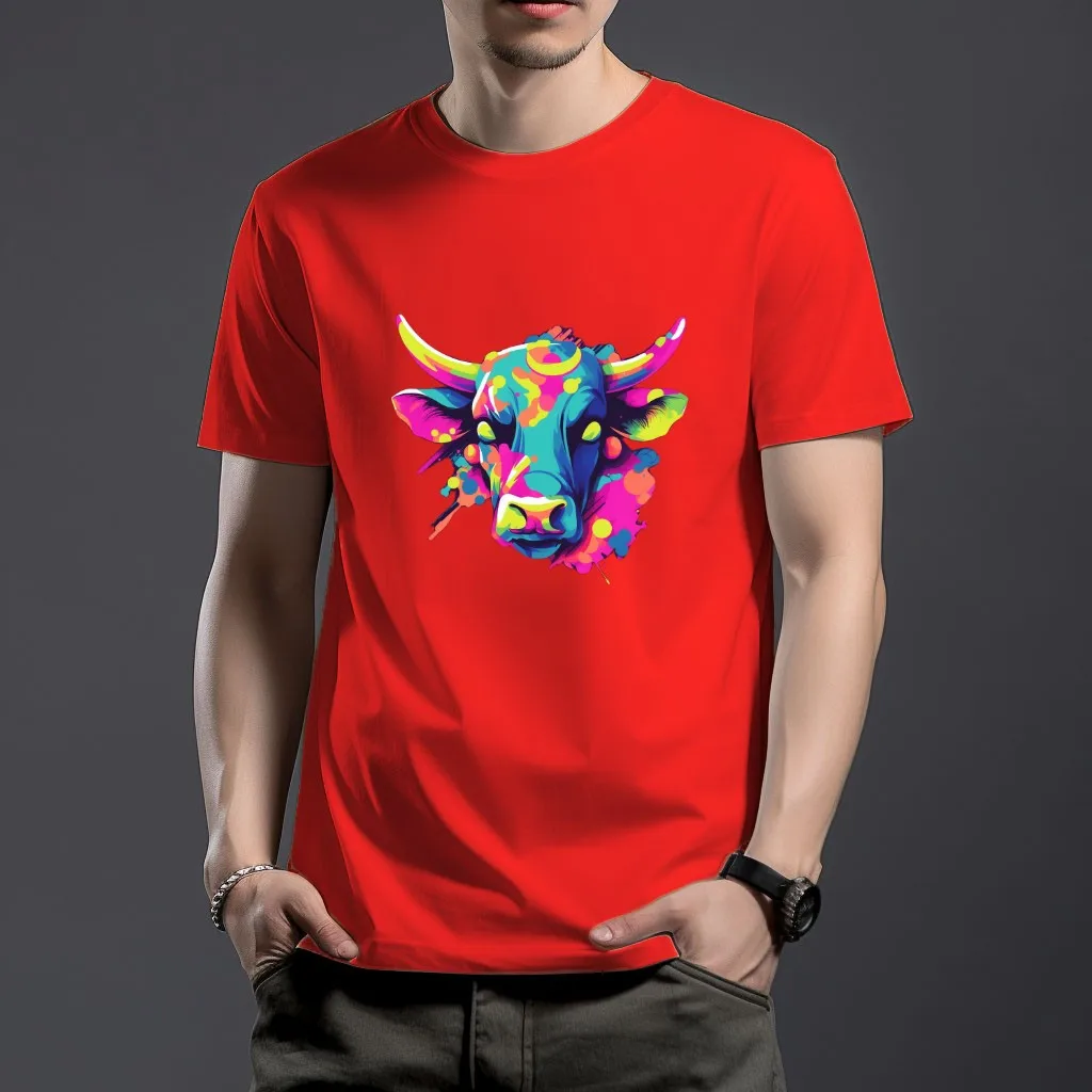 WSFEC S-4XL 2023 Summer New Fashion T Shirts for Men Clothing Short Sleeve Cotton Cow Graphic Breathable Trend Custom Casual Top images - 6