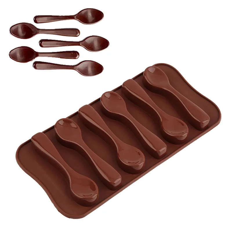 

Silicone Chocolate Mold Spoon Shape Baking Tools Non-stick Biscuit Cake Jelly Fudge Candy Turn Sugar Moulds Kitchen Accessories