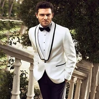 classic white men wedding suits business slim fit shawl lapel groom wear two pieces formal suit jacketpants costume homme