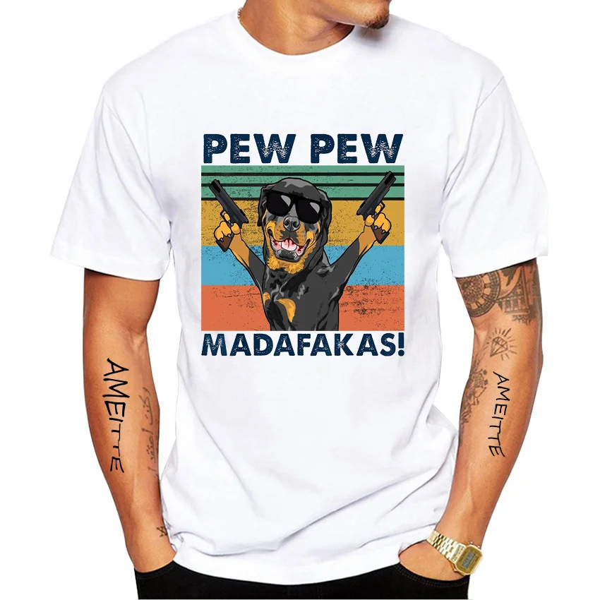 

Новая летняя Мужская модная одежда с коротким рукавом с животным щенком мужская белая Повседневная футболка с коротким рукавом в стиле хип-хоп