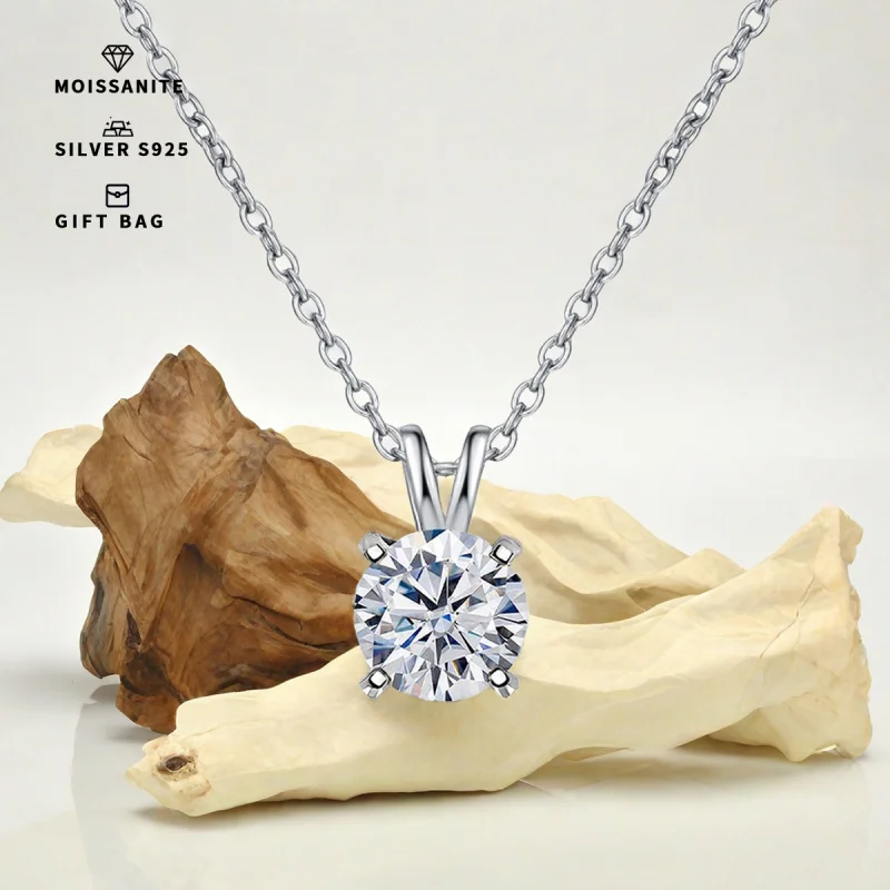 5CT S925 посеребренная платина и золото GRA Муассанит Классический круглый кулон с 4