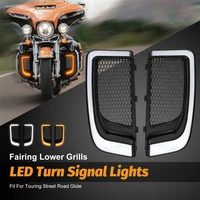 motorcycle fairing lower grills led turn signal lights for harley touring electra glide ultra classic street glide flhtcu