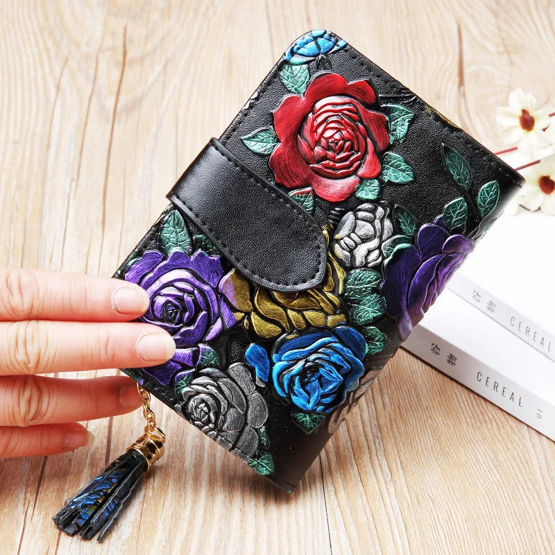 

Floral Wallet Women Mini Ladies Leather Purse Short Women Wallets Female leather Coin Purse