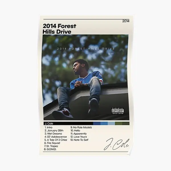 

J Cole 2014 Forest Hills Drive J C Poster Vintage Funny Mural Art Wall Home Decoration Painting Room Modern Picture No Frame