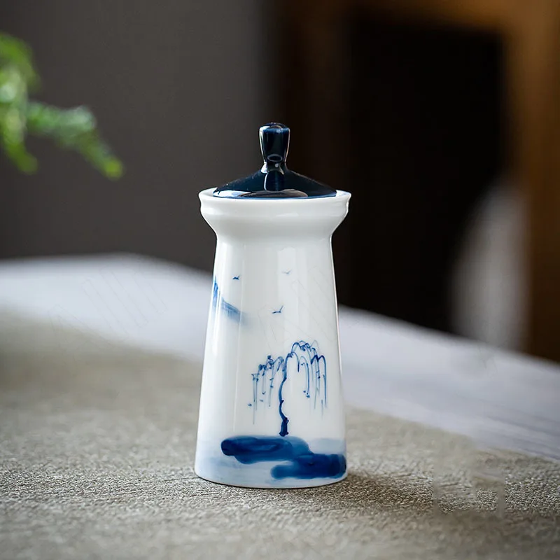 Керамическая чайная канистра Северной Европы, Настольная ручная роспись, Цветочная чайная банка, простая банка для хранения, украшение для ...