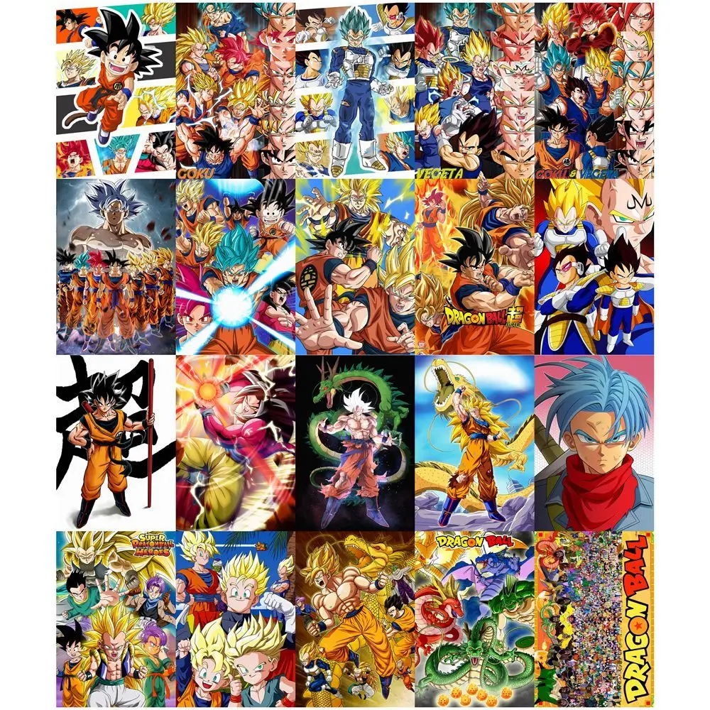 42cmx28cm Dragon Ball Poster GoKu Vegeta Super Sayajins Anime Wall Sticker Dormitory Room Decoration Painting Wallpaper 20pcs