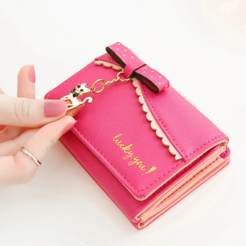 Small Wallet Female Card Holder Hasp Purse Fashion Women Lichee Cute Cat Wallet Bag Coin Bag Money Purse Clutch Wallets femme