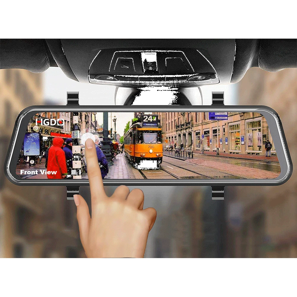 

10 inches Touch Screen Car DVR stream media Dash camera Dual Lens Video Recorder Rearview mirror 1080P Rear camera