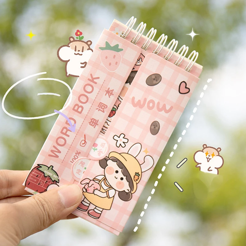 

80sheets Cute Pocket English Vocabulary Word Book Kawaii Cartoon Learn Foreign Words Memo Check Notebook School Stationery