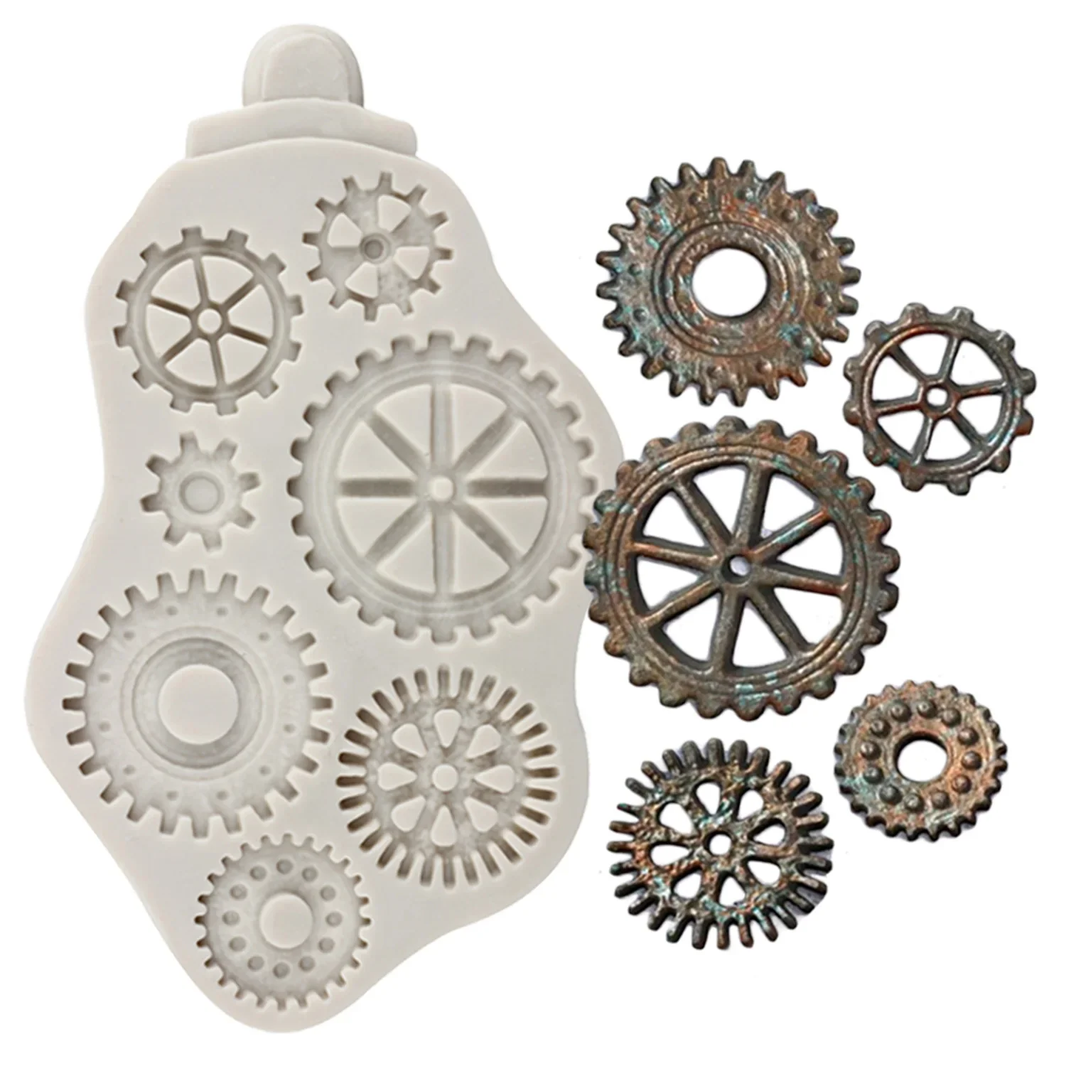 

Distressed Cogs Silicone Mold Gears Cake Border Sugarcraft Fondant Cake Decorating Tools Chocolate Making Molds Clay Candy Mould