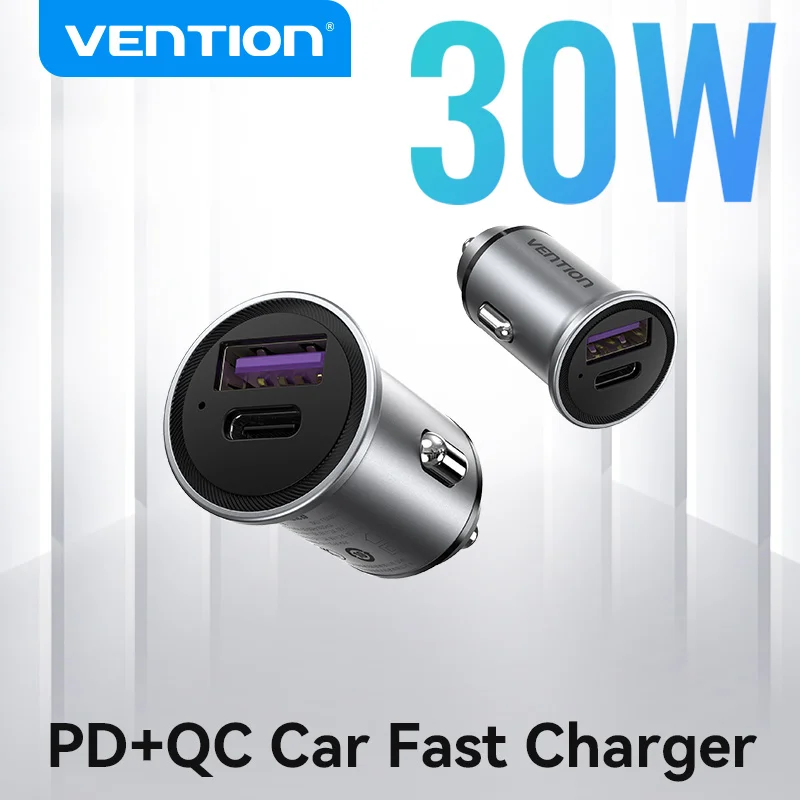 

Vention USB Car Charger Quick Charge SCP QC4.0 QC3.0 30W Type C PD Car Fast Charging for Xiaomi Huawei iPhone 14 13 PD Charger