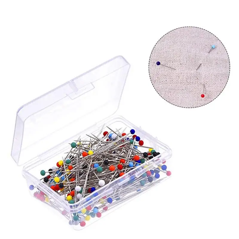 

100Pcs 3.2cm Sewing Pins Colorful Glass Ball Head Straight Stitching Pins Sewing Needles DIY Decoration Crafts Sewing Projects