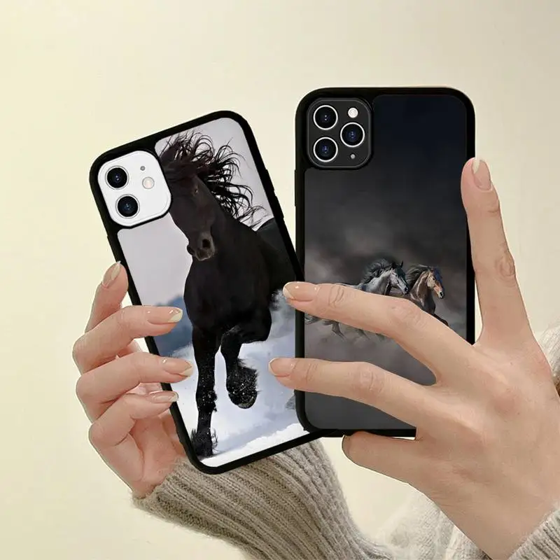 

Чехол для телефона Running Horse, силиконовый чехол из поликарбоната и ТПУ для iPhone 11 12 13 Pro Max 8 7 6 Plus X SE XR, жесткие чехлы