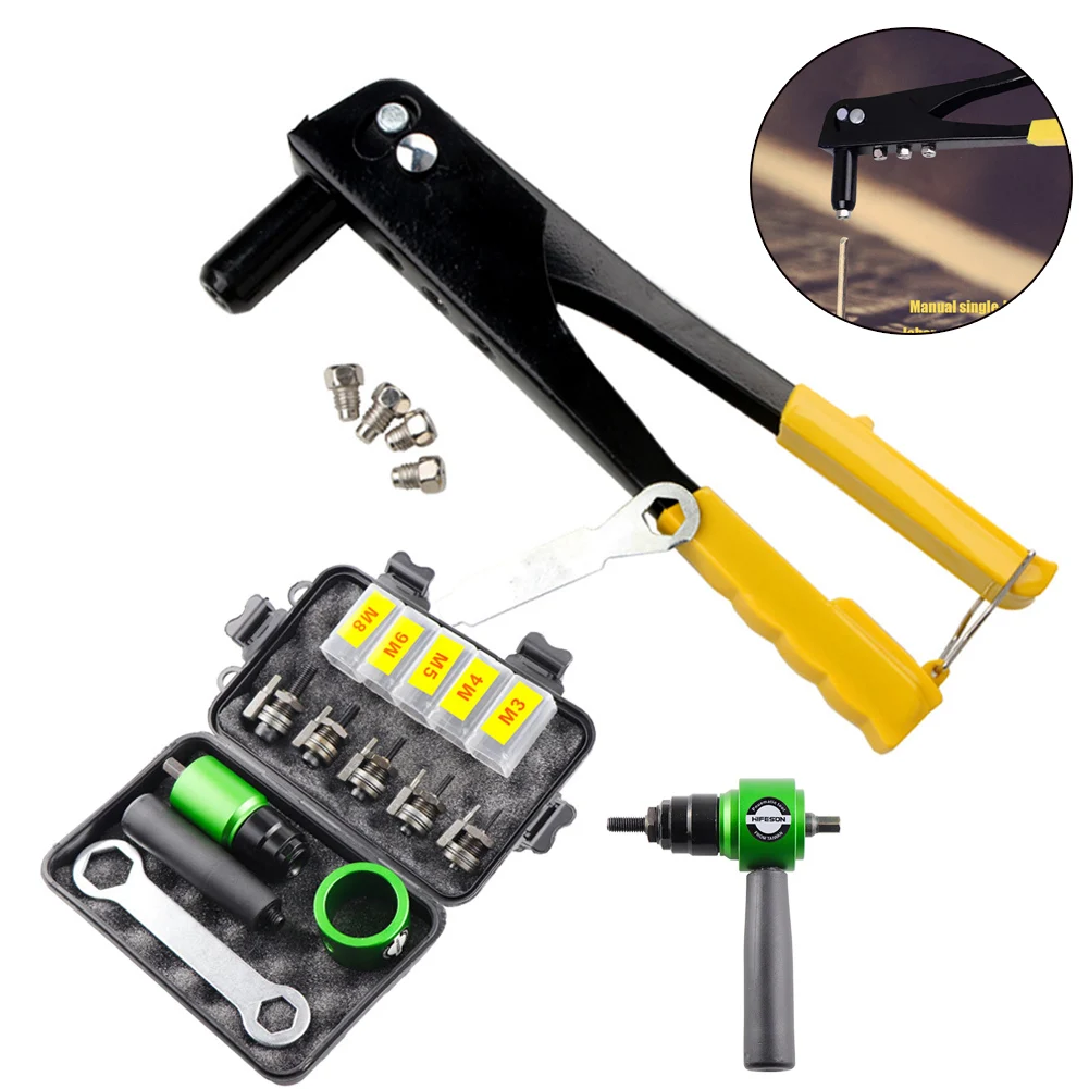 

M3~M8 Electric Rivet Gun Rivet Nut Gun Drill Bit Adapter Insert Nut Pull Riveting Tool for Electric Drill/Hand Wrench