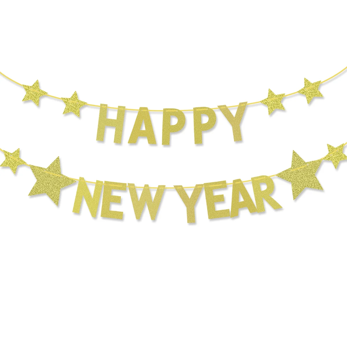 

Year Banner New Hanging Garland Decoration Happy Eve Booth Photo Adornment Home Favors Party Flag S Fireplace Stringgold Glitter