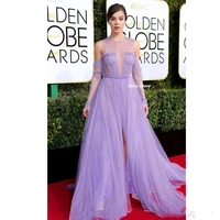 vkiss store lavender tulle long party gowns a line high quality celebrity dresses red carpet reobes de cock tail custom made