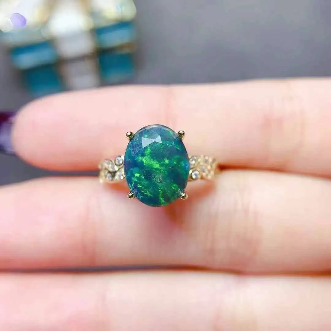 Новейшее кольцо с черным опалом высокое качество стерлинговое серебро 925 пробы