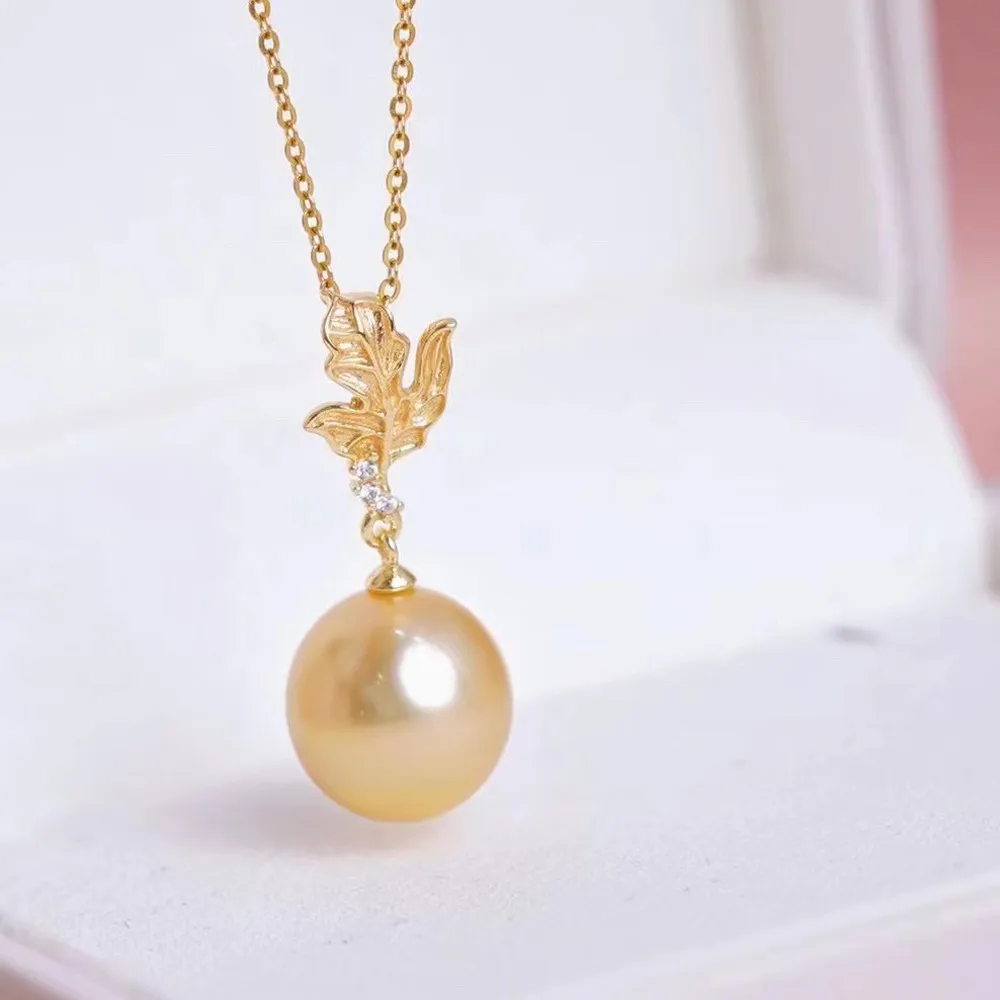 

DIY Pearl Accessories S925 Sterling Silver Pendant Empty Set Gold Silver Necklace Pendant with 8-13mm Round Barb Beads
