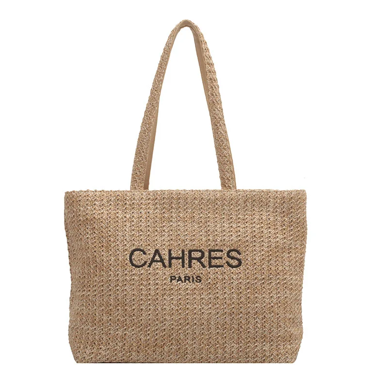 

Women's Large Capacity Bag 2022 New Fashion Woven Shoulder Bag Seaside Beach Bag Straw Tote Bag