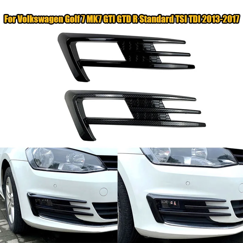 

Car Bumper Fog Light Grille Cover Trim Gloss Black Carbon Fiber For Volkswagen Golf 7 MK7 GTI GTD R Standard TSI TDI 2013-2017
