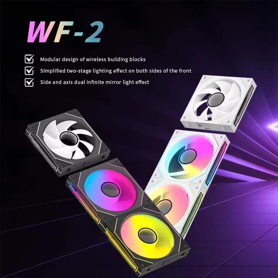 Фото UPSIREN WF-2 3 шт., бесплатный вентилятор для шасси, 12 см, 5 В, 3 контакта, ARGB/4 контакта, ШИМ, вентиляторы с большим объемом воздуха, 47,2 куб. футов FM/800-1800 об/мин/30 дБА №3