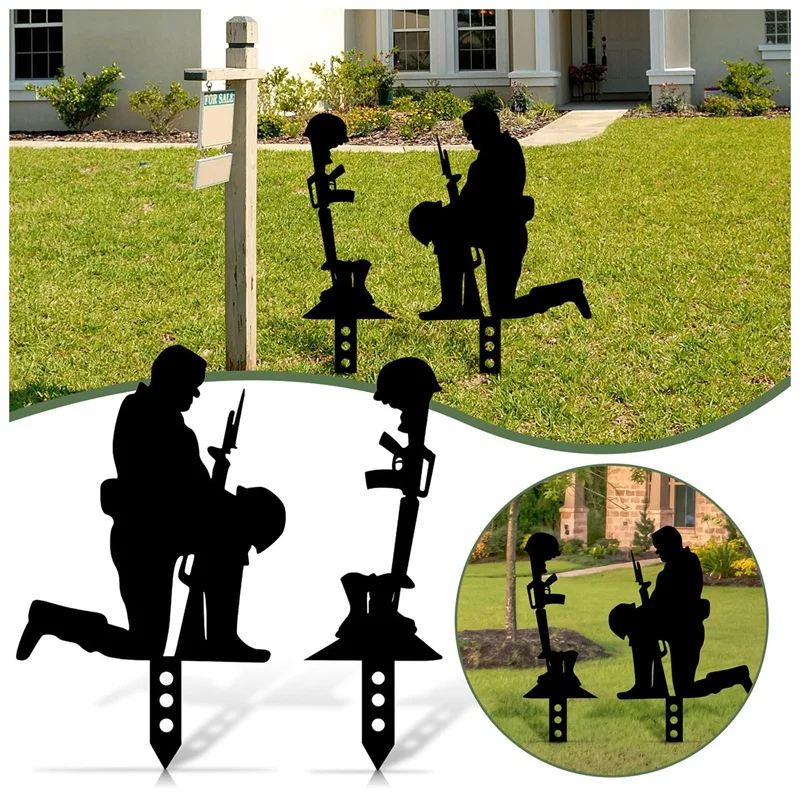 

Черный солдат Сувенирный силуэт колышка двор искусство акриловый сад для улицы газон