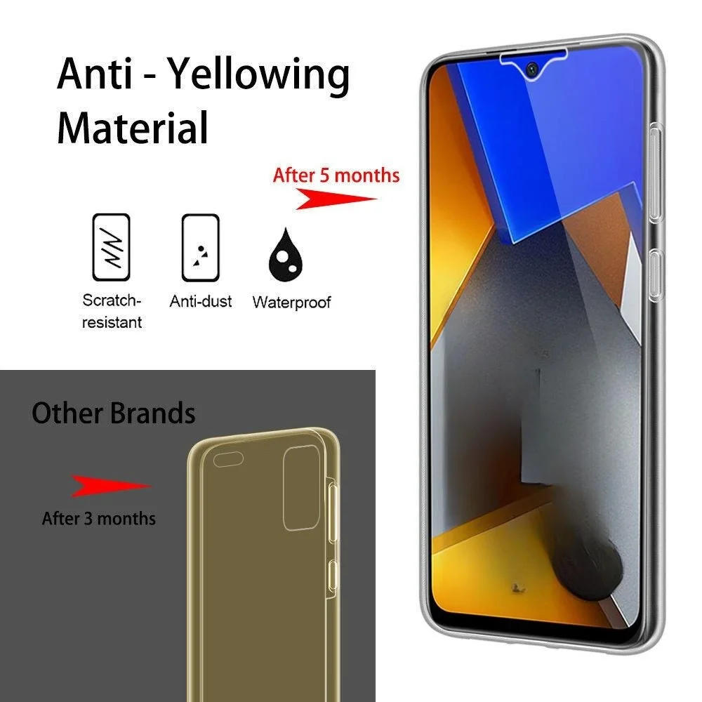 360 Full Body Transparent Phone Case For Xiaomi Poco X3 X4 X5 Pro 5G F5 Redmi Note 9 10 11 12 13 13C 12C 10C 9C 9A Cover