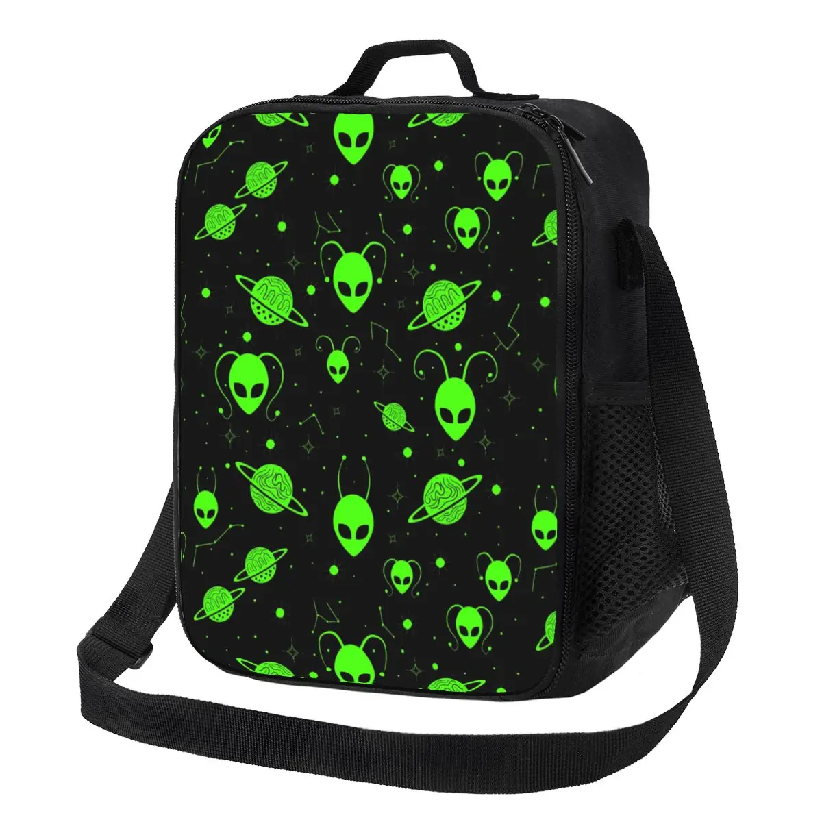 

Green Alien Universe Wondrous Cosmos With Planet And Stars Resuable Lunch Box Cooler Thermal Food Insulated Lunch Bag School