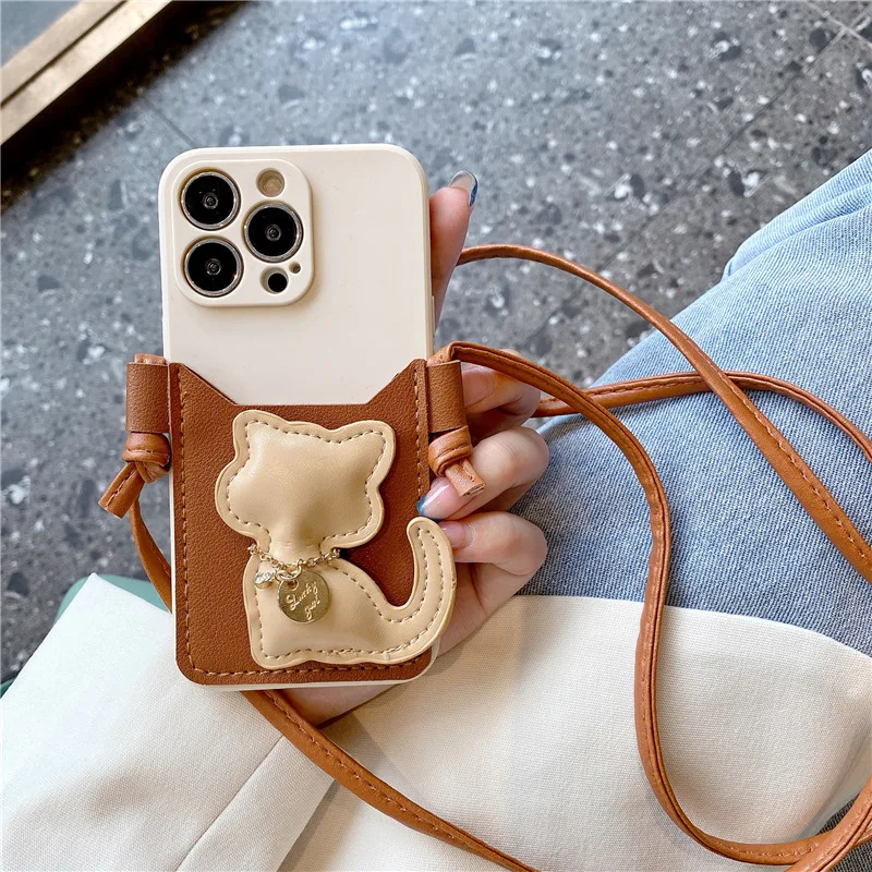 

3D Cute Giraffe Leather Card Wallet Soft Phone Case For iPhone 13 Mini 12 11 Pro XS Max X XR 7 8 Plus SE Lanyard