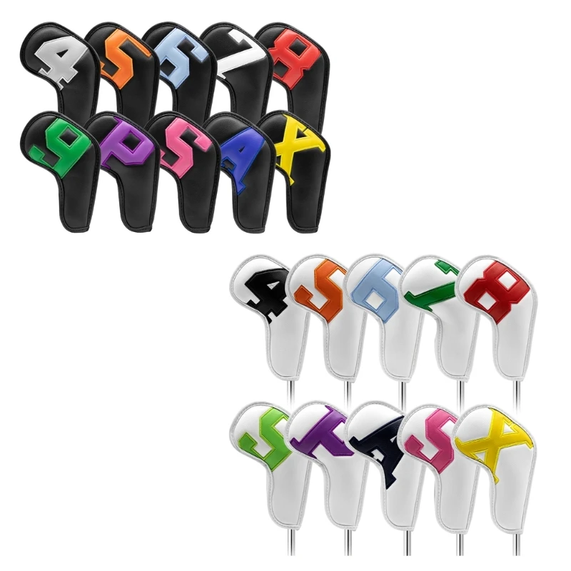 

10Pcs Leather Golf Iron Headcover Golf Club Head Covers Putter Protector